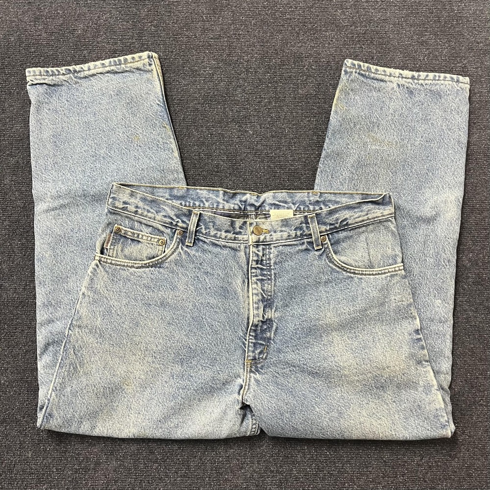 Vintage Carhartt Jeans Mens 38x30 Blue Flannel Lined Workwear Made USA 90s